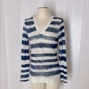 🌊 MARC AUREL Striped Sheer Sweater – Size 38 (M)